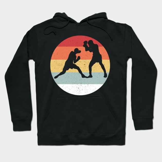 Vintage Retro Boxing Player Boxer Silhouette Sun Hoodie by juliannacarolann46203